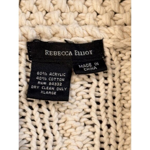 Rebecca Elliot Chunky Cable Knit Shawl Collar Sweater With Long Sleeves In Cream - Picture 7 of 10